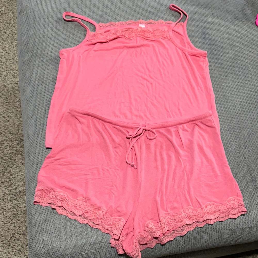 Auden Pink Lace Trim Pajama Set